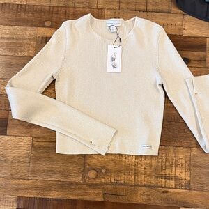Calvin Klein Beige Long Sleeve Ribbed Sweater
